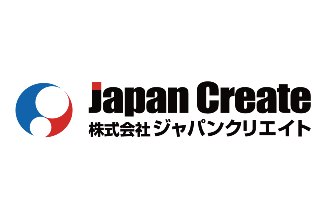Japan Create logo featuring a blue-red circular mark and bold black text with Japanese company name below