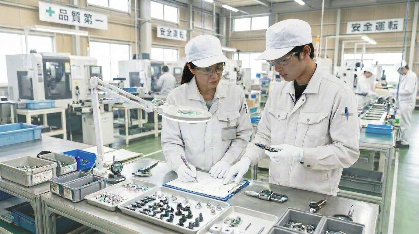 作業員が検品中