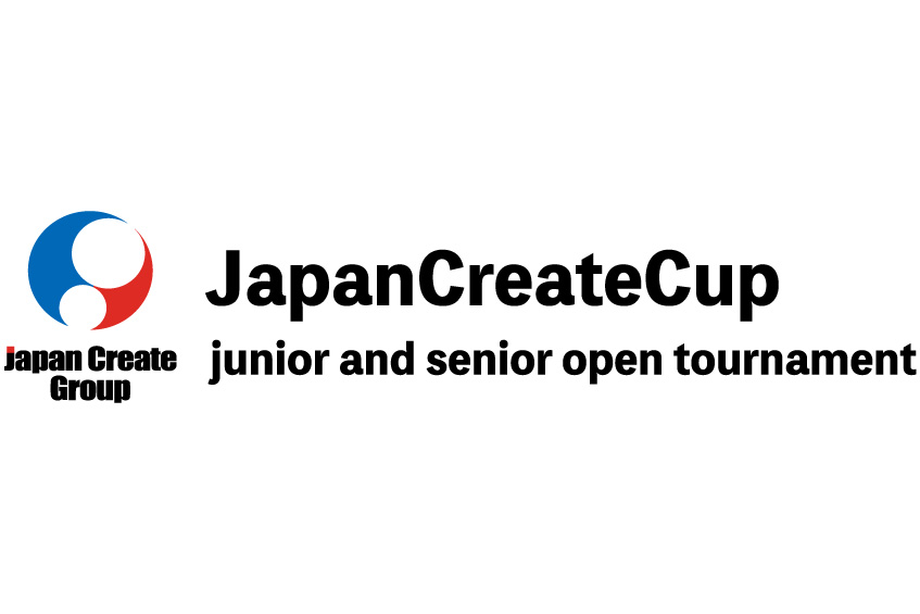 Logo for the Japan Create Cup junior and senior open tournament, featuring a blue and red circular emblem and the 'Japan Create Group' text on the left.